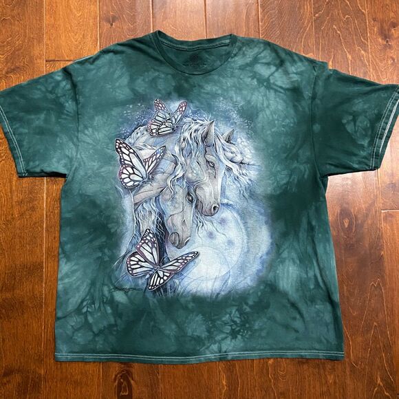 The Mountain Realm Of Enchantment Butterflies Unicorns Green Dyed Women's 2XL - Picture 4 of 8